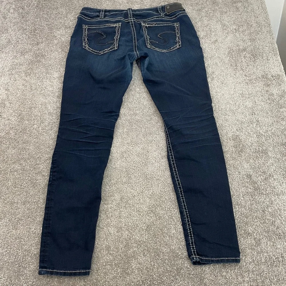 Silver Jeans Womens 34x31 Aiko Mid Super Skinny Y2K Dark Wash (Size Tag 31x31)